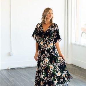 Wren and Ivory floral wrap dress